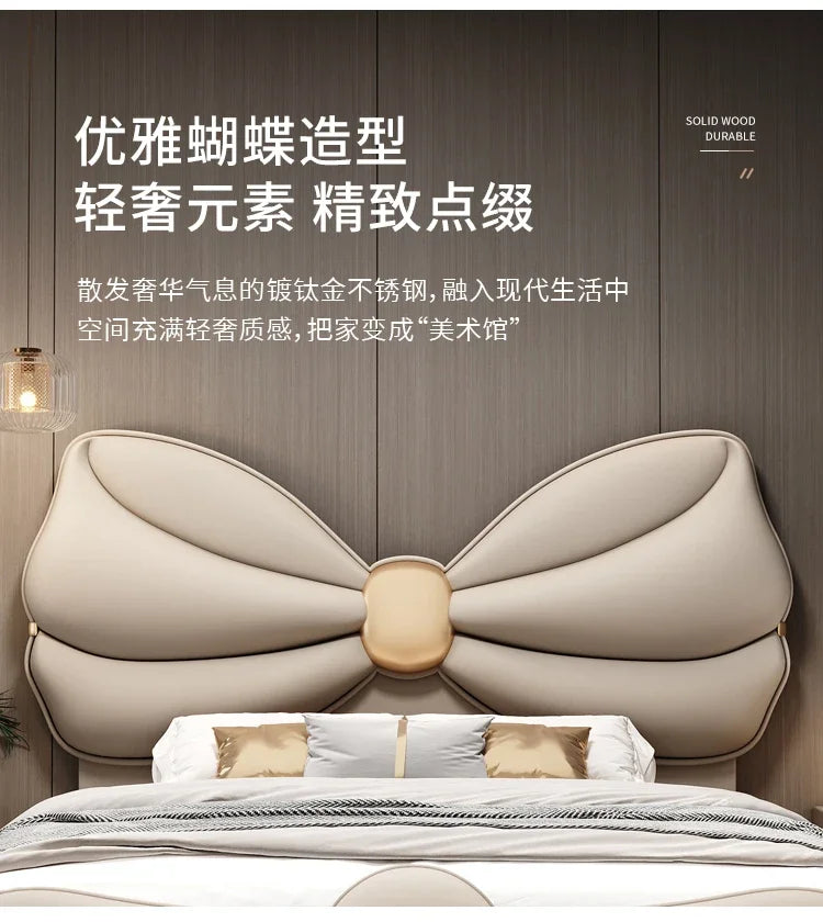 Luxury With Lights Floating Bed Modern Frame King Size Double Bed Headboards Twin Wood Lit 2 Personnes Furniture For Bedroom