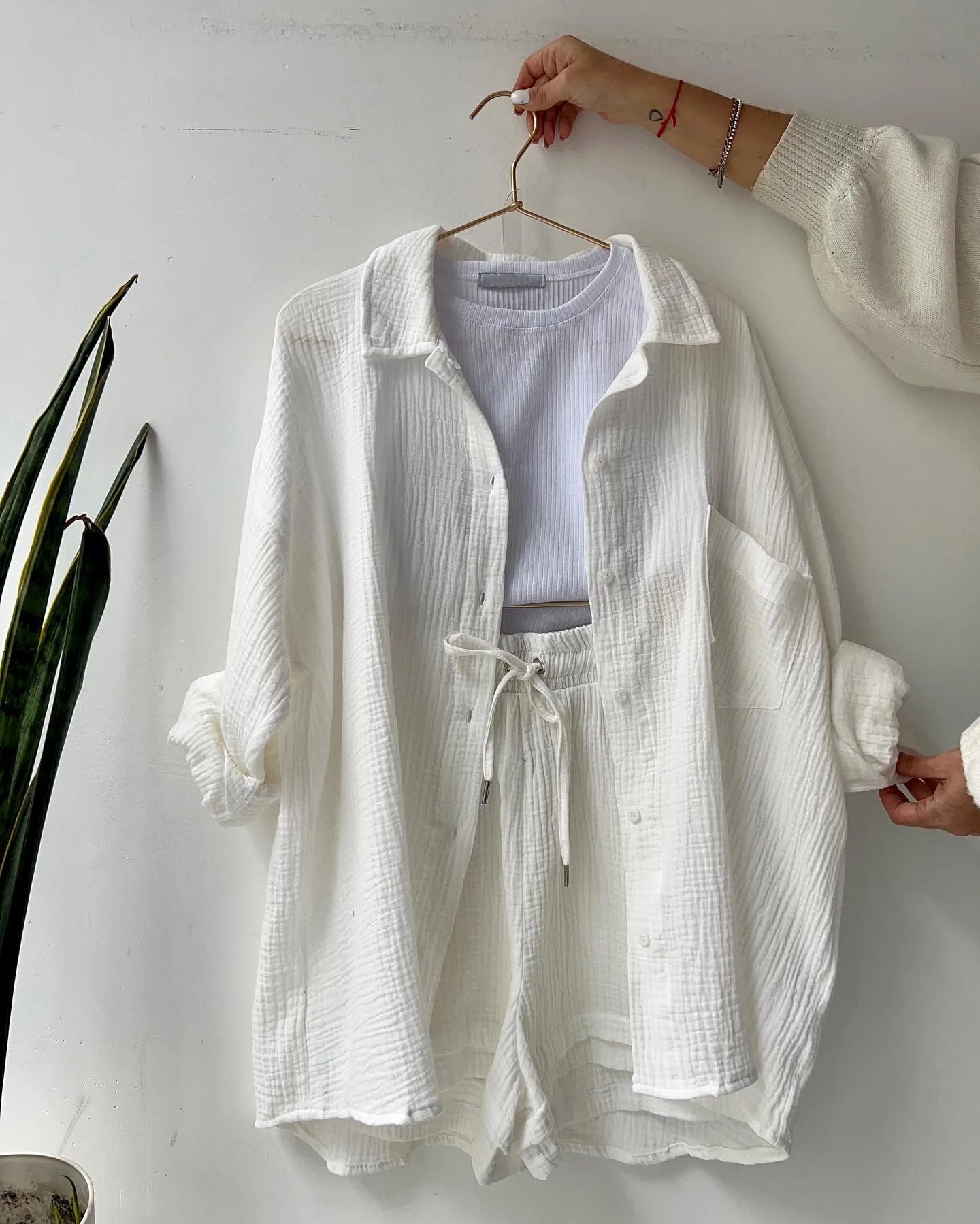 Casual Long Sleeve Button Loose Two Piece Set