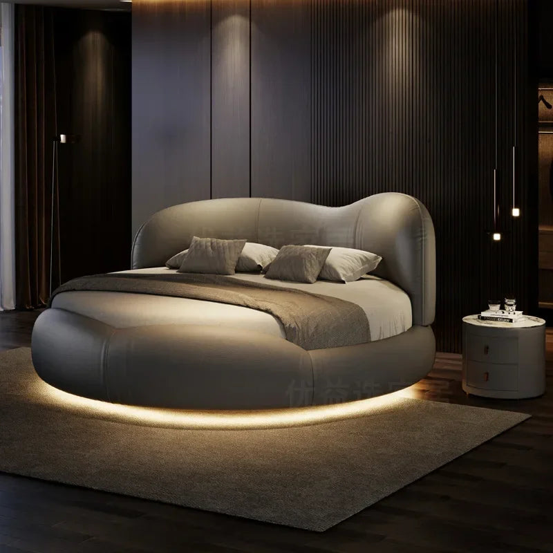 Princess Luxury Pretty Double Bed King Size Modern Italian Round Bed Loft Villa Camas De Dormitorio Bedroom Set Furniture