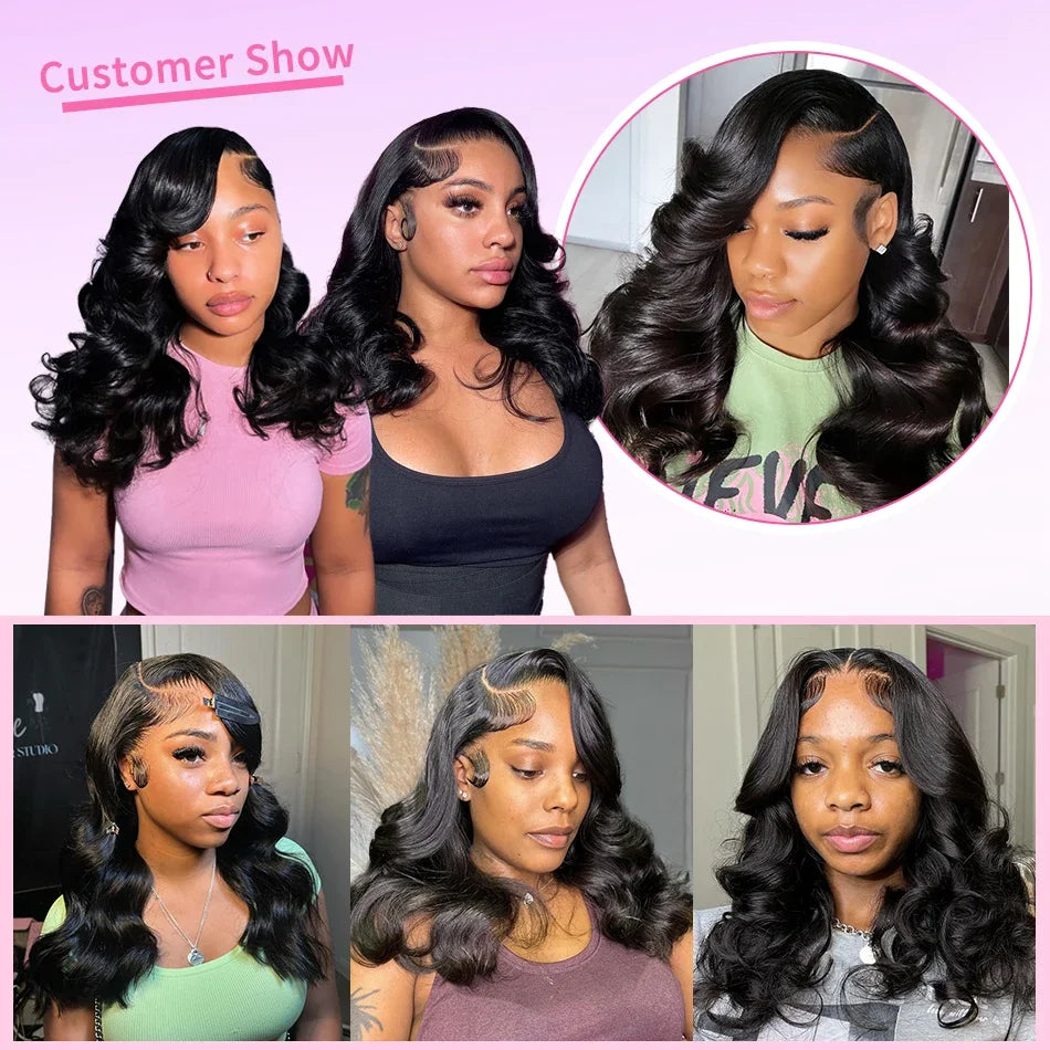 300 Density Body Wave Short Bob 13x4 13x6 HD Transparent Lace Front Human Hair Wigs 5x5 Pre Plucked Lace Frontal Wig For Black