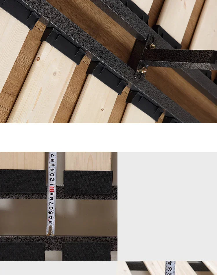 Indoor Simple Plank Platform Thick Tatami King Size Metal Double Bed Bases Frame Apartment Bedroom Furniture Black Bed Frame H