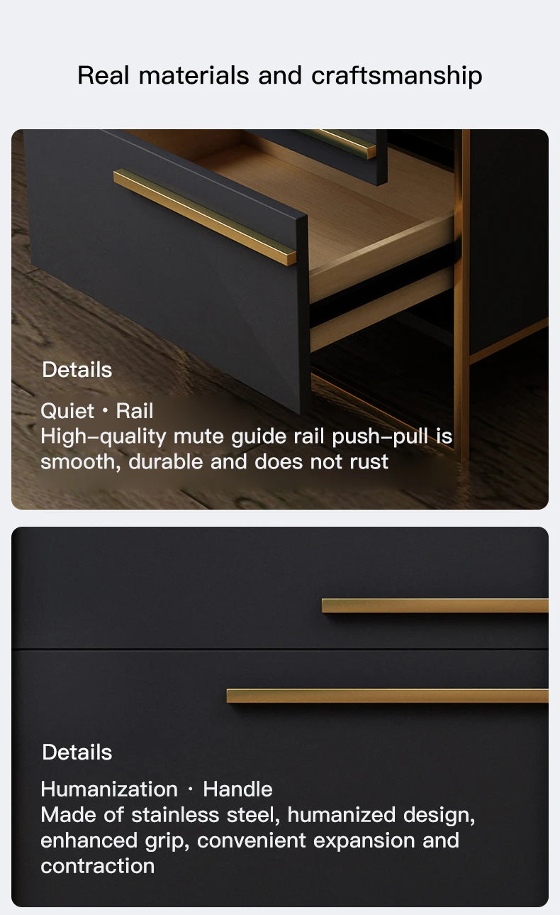Light Luxury  Bed Frame Dark Gray Complete Furniture Bedrooms Set Beside Tables Cama King Size 2 People For Apartment Villa Home
