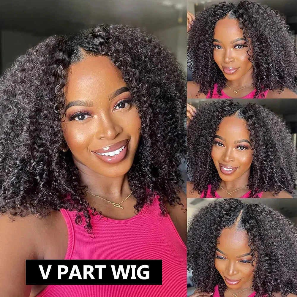 Human Hair Flip Over 3 IN 1 Afro Kinky Curly Glueless Wig