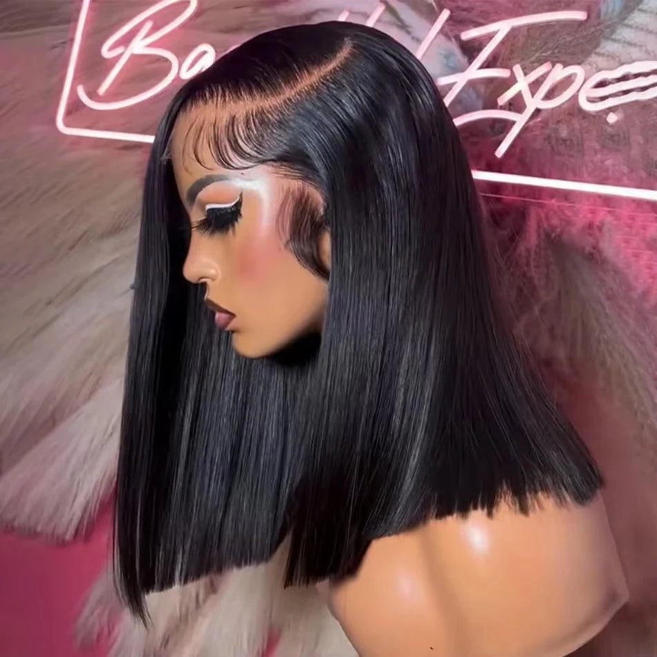 13x4 Glueless Lace Front Wig Human Hair Straight 13x6 HD Transparent Lace Frontal Wigs Short Bob Wig
