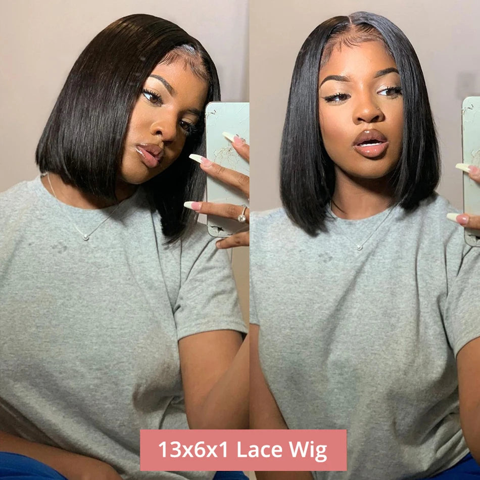 13x4 Glueless Lace Front Wig Human Hair Straight 13x6 HD Transparent Lace Frontal Wigs Short Bob Wig
