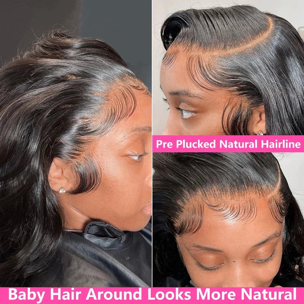 300 Density Body Wave Short Bob 13x4 13x6 HD Transparent Lace Front Human Hair Wigs 5x5 Pre Plucked Lace Frontal Wig For Black