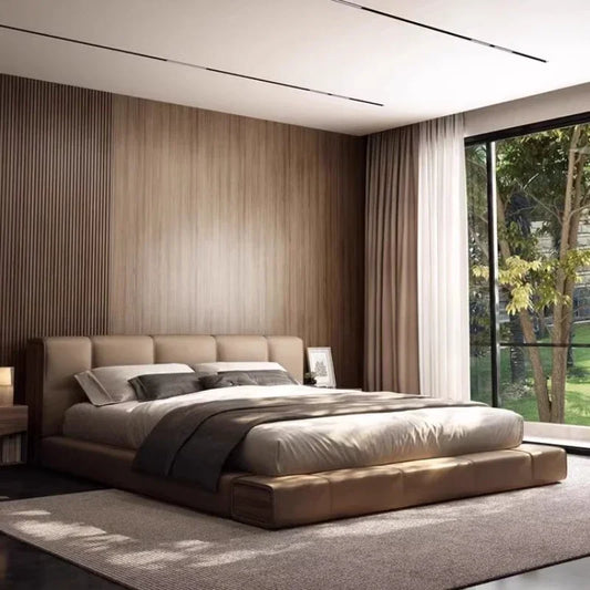 Simple Design Bed Tatami Safe Aesthetics Light Luxury Relax Bed Vintage Princess Crown Wedding Ltalian Wood Muebles Furniture