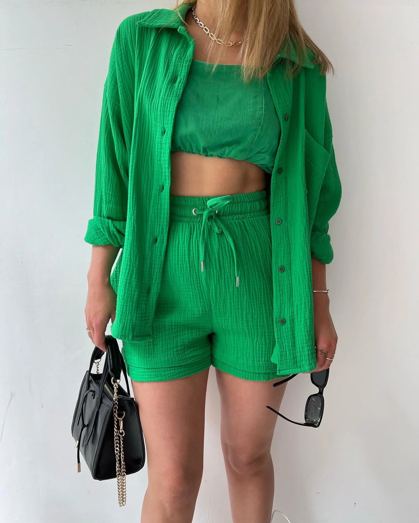 Casual Long Sleeve Button Loose Two Piece Set