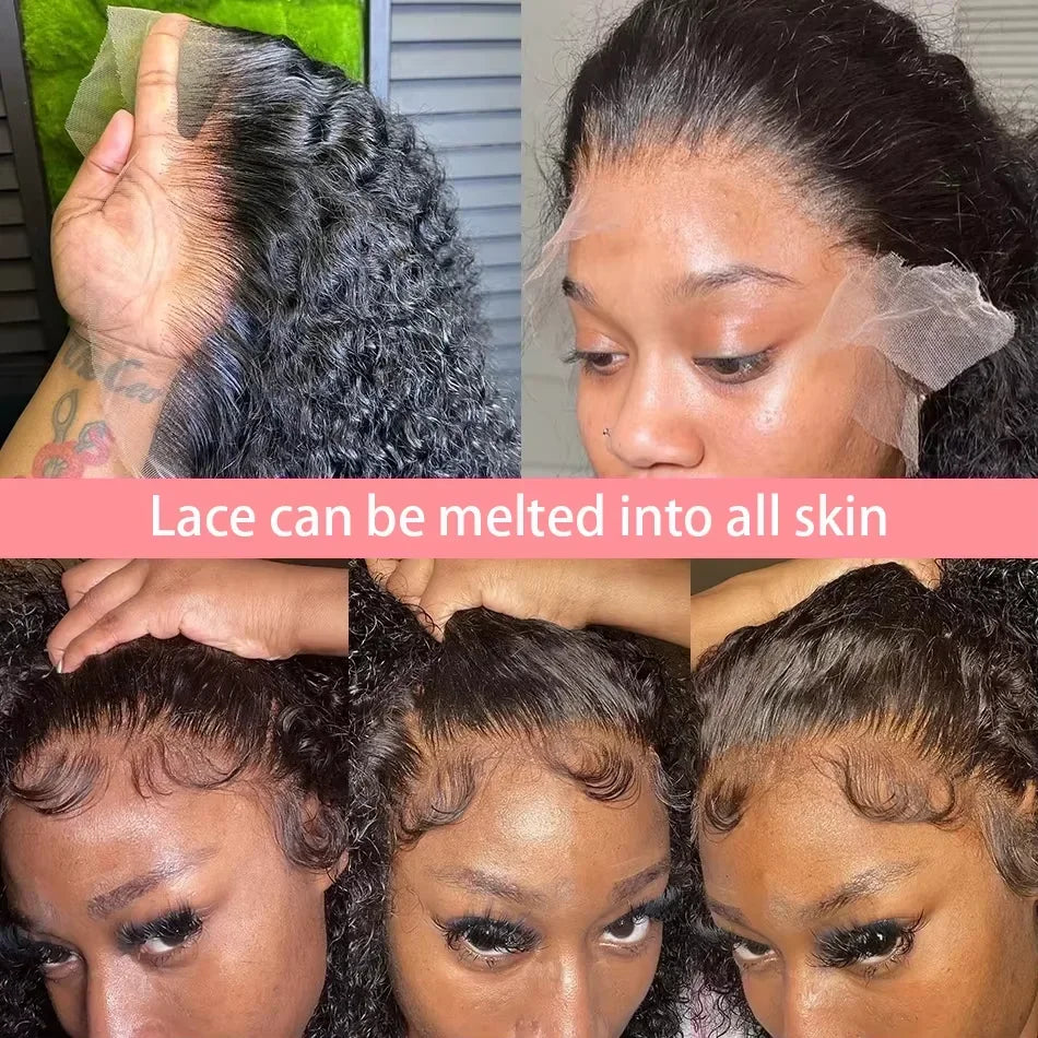 Curly Short Bob 13x4 HD Transparent Lace Front Wig 13x6 Deep Wave Bob Wigs 100% Human Hair