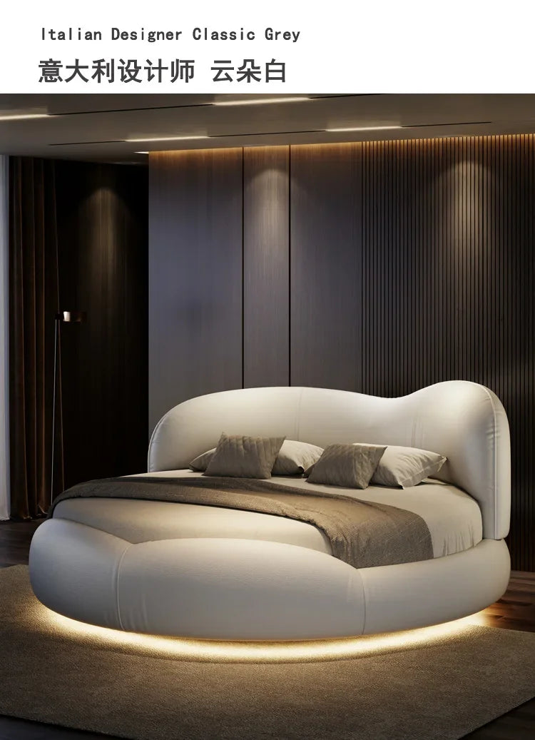 Princess Luxury Pretty Double Bed King Size Modern Italian Round Bed Loft Villa Camas De Dormitorio Bedroom Set Furniture
