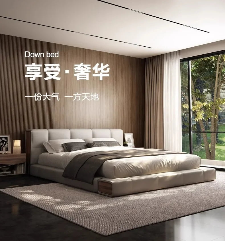 Simple Design Bed Tatami Safe Aesthetics Light Luxury Relax Bed Vintage Princess Crown Wedding Ltalian Wood Muebles Furniture