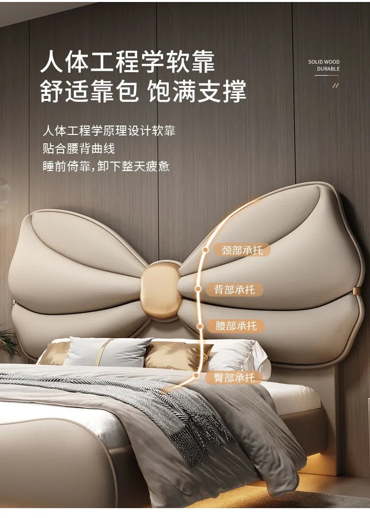 Luxury With Lights Floating Bed Modern Frame King Size Double Bed Headboards Twin Wood Lit 2 Personnes Furniture For Bedroom