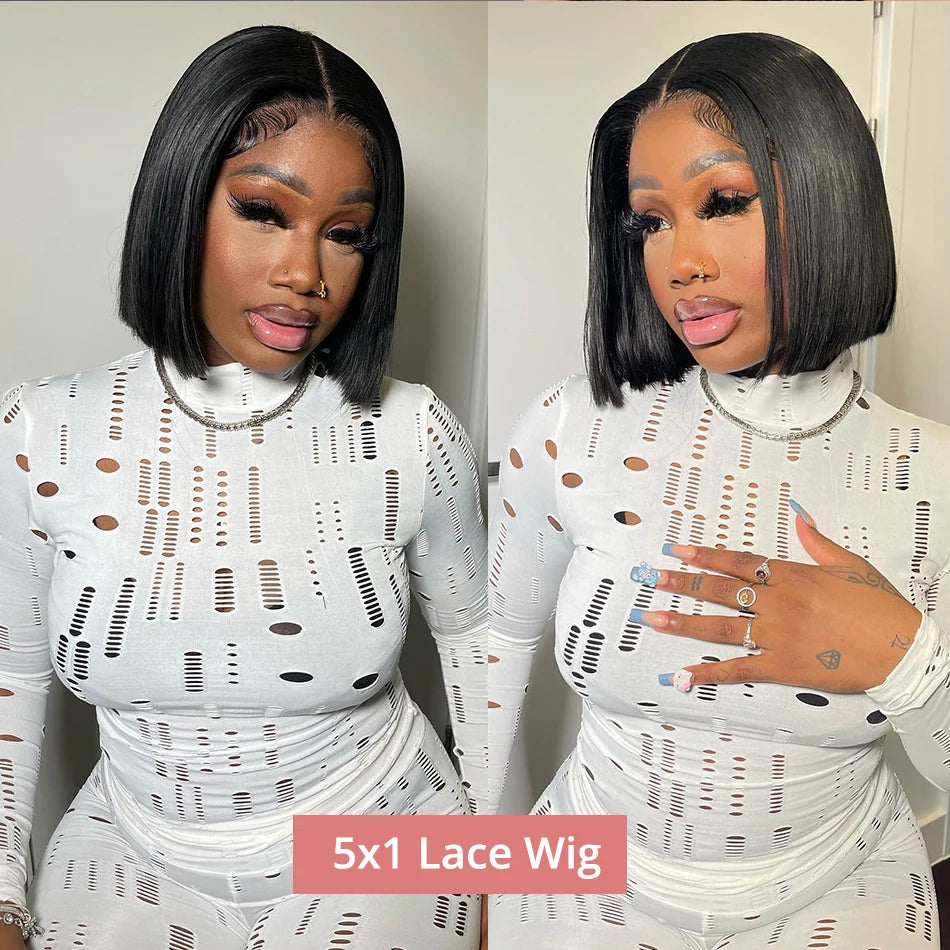 13x4 Glueless Lace Front Wig Human Hair Straight 13x6 HD Transparent Lace Frontal Wigs Short Bob Wig