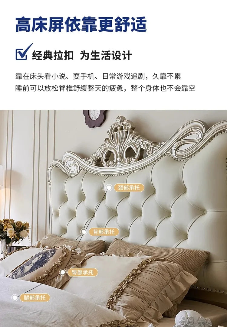 European Beauty Multifunctional Storage Bed Luxury King Size Sun Letti Matrimonial Bedroom Furniture