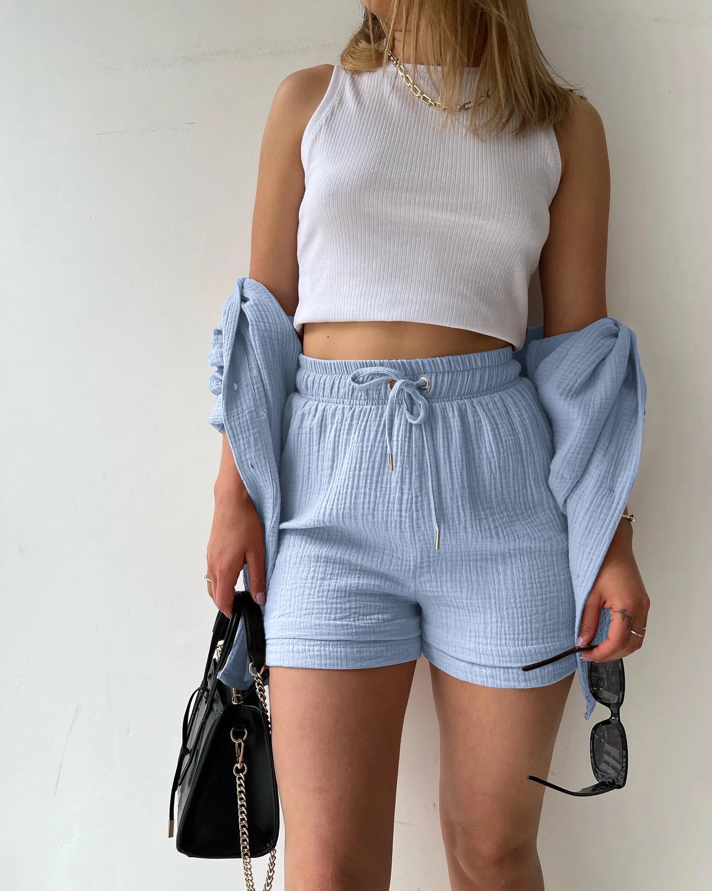 Casual Long Sleeve Button Loose Two Piece Set