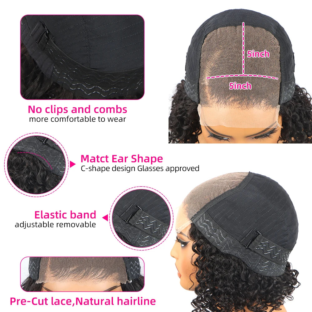 Ombre Red With Blonde Highlights Body Wave 5x5 Glueless Wigs Human Hair Burgundy for Women Pre Plucked 200 Density Colored Wig