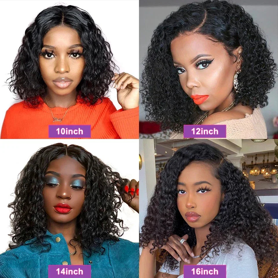 Curly Short Bob 13x4 HD Transparent Lace Front Wig 13x6 Deep Wave Bob Wigs 100% Human Hair