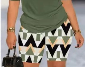 2 Piece Set Women Sexy Off Shoulder Strap short sleeves T-shirt