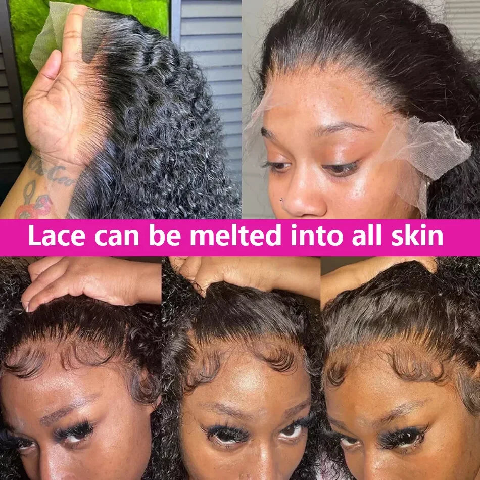 200 Density 13x6 Short Bob  Deep Wave wigs Curly 100% Human Hair 13x4 HD Transparent Lace Front Wig 14 16 Inches