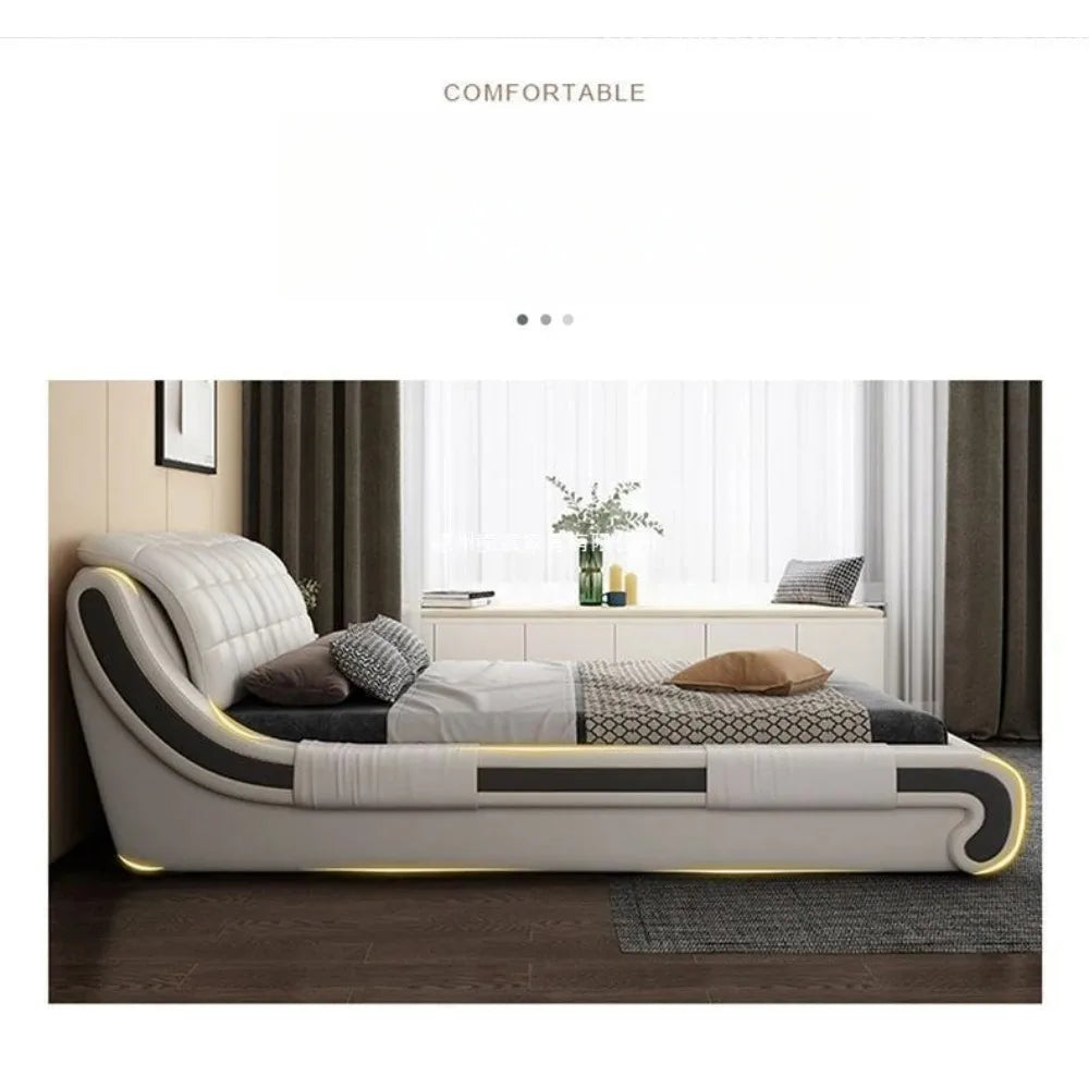 Luxury Upholstered Bed Bedroom Furniture New Modern King Size Soft Bed Frame Technology Cloth Home Apartment Hotel Wholesale
