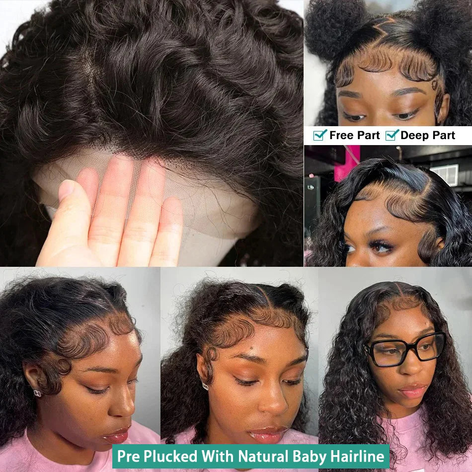 Short Curly Bob Wigs 13x6 HD Lace Front Human Hair For Women Deep Wave 13x4 Frontal Brazilian Remy 5x5 Closure Wig