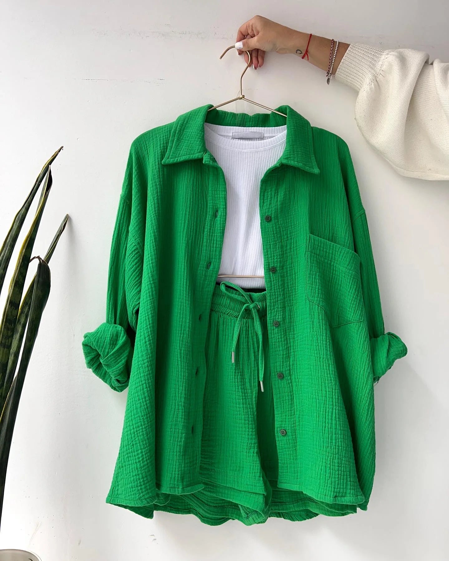 Casual Long Sleeve Button Loose Two Piece Set