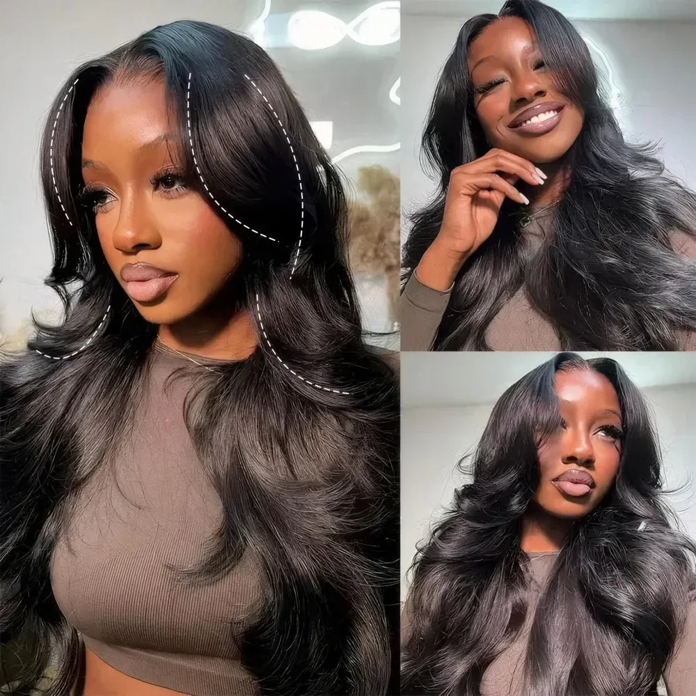 Transparent Lace Frontal Human Hair Wigs Glueless Water Wave Lace Front Wig