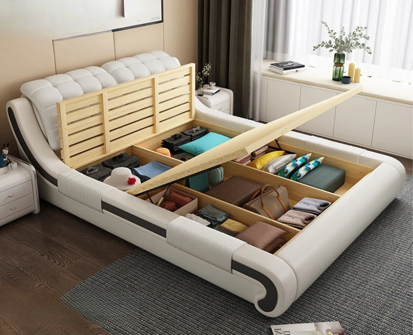 Luxury Upholstered Bed Bedroom Furniture New Modern King Size Soft Bed Frame Technology Cloth Home Apartment Hotel Wholesale