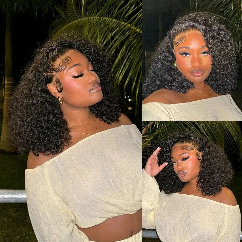 Short Curly Bob Wigs 13x6 HD Lace Front Human Hair For Women Deep Wave 13x4 Frontal Brazilian Remy 5x5 Closure Wig