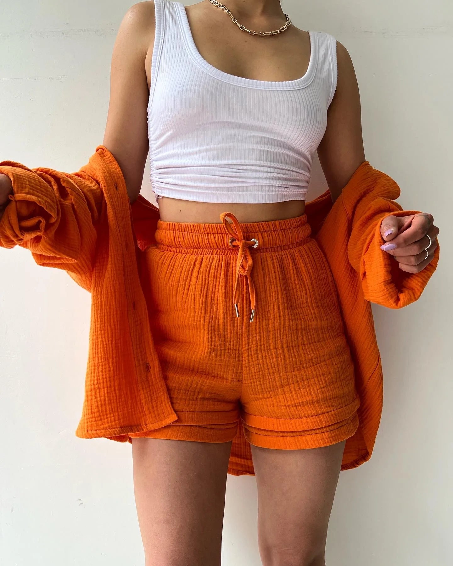 Casual Long Sleeve Button Loose Two Piece Set