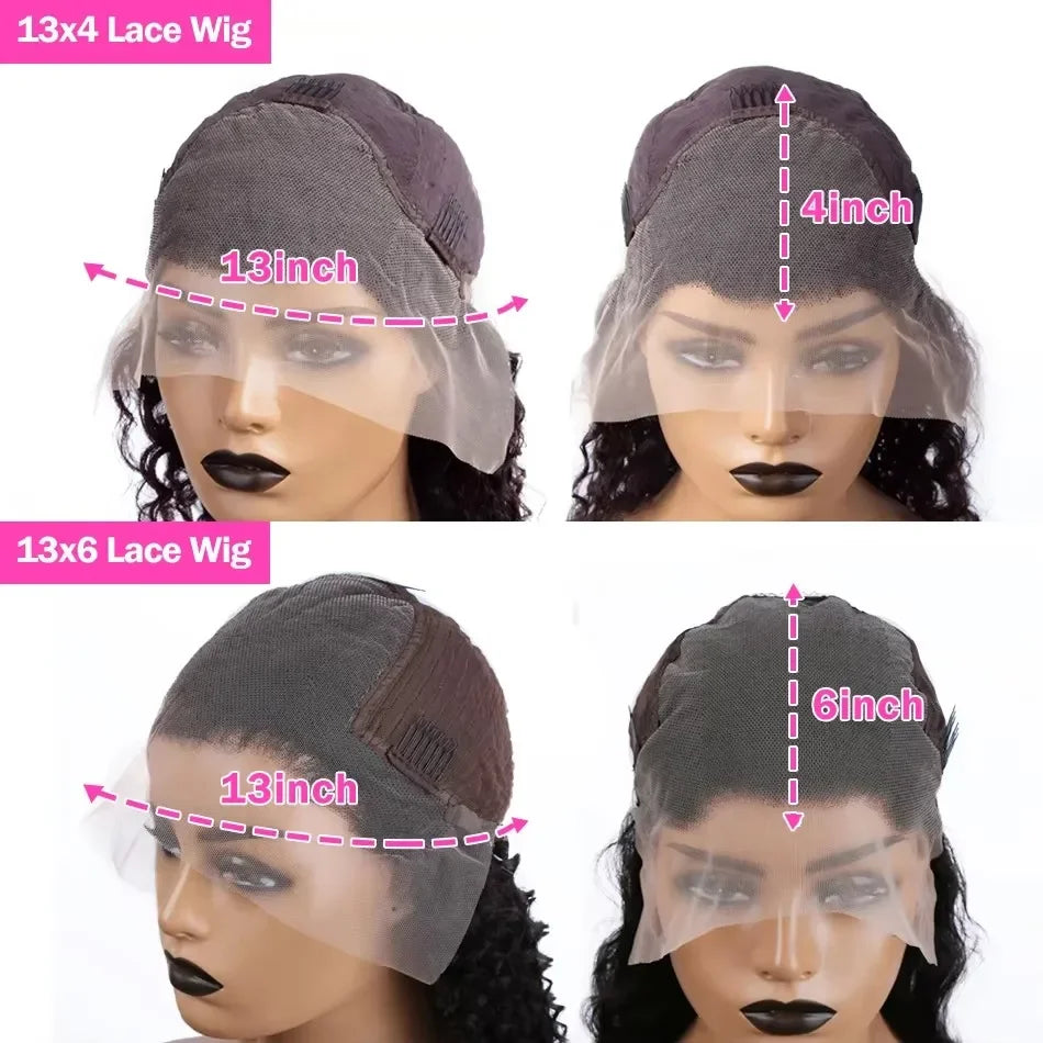 200 Density 13x6 Short Bob  Deep Wave wigs Curly 100% Human Hair 13x4 HD Transparent Lace Front Wig 14 16 Inches