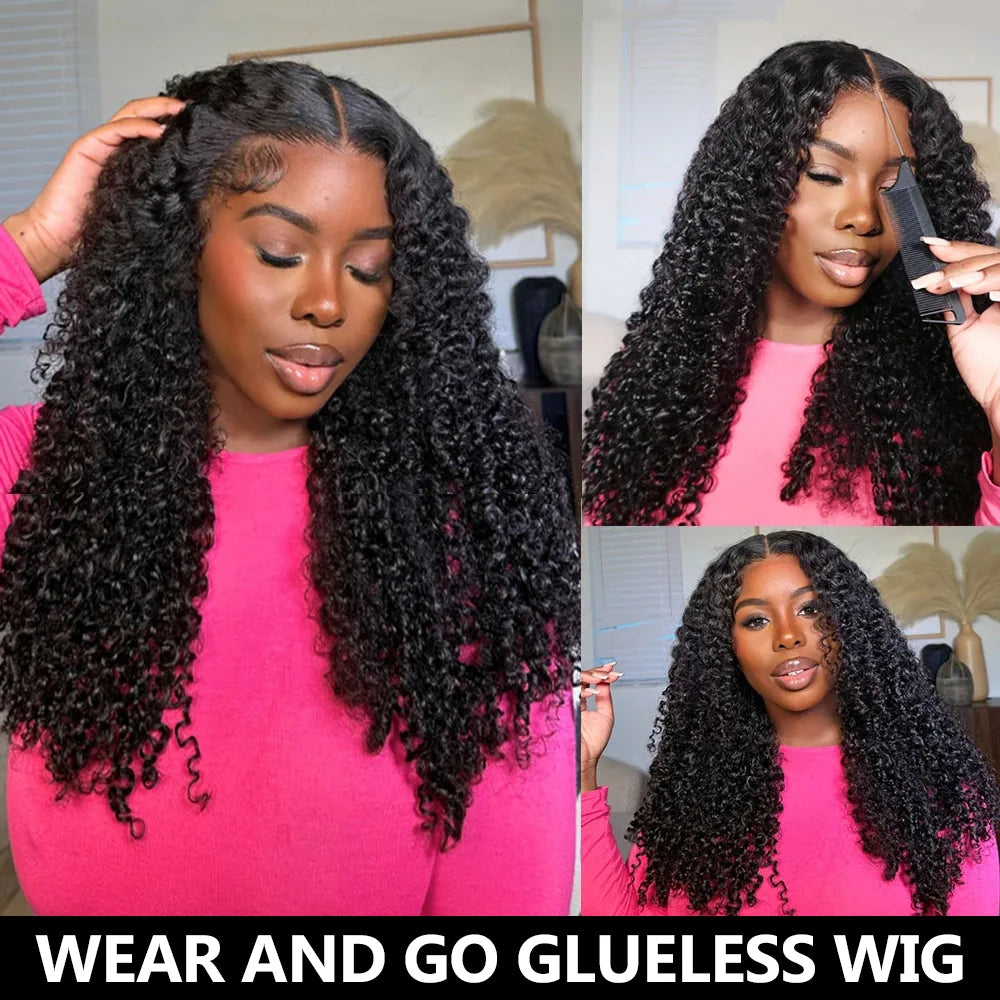Human Hair Flip Over 3 IN 1 Afro Kinky Curly Glueless Wig