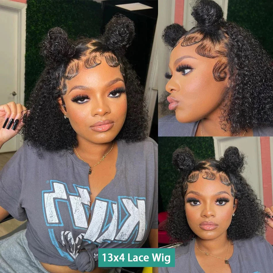 Short Curly Bob Wigs 13x6 HD Lace Front Human Hair For Women Deep Wave 13x4 Frontal Brazilian Remy 5x5 Closure Wig