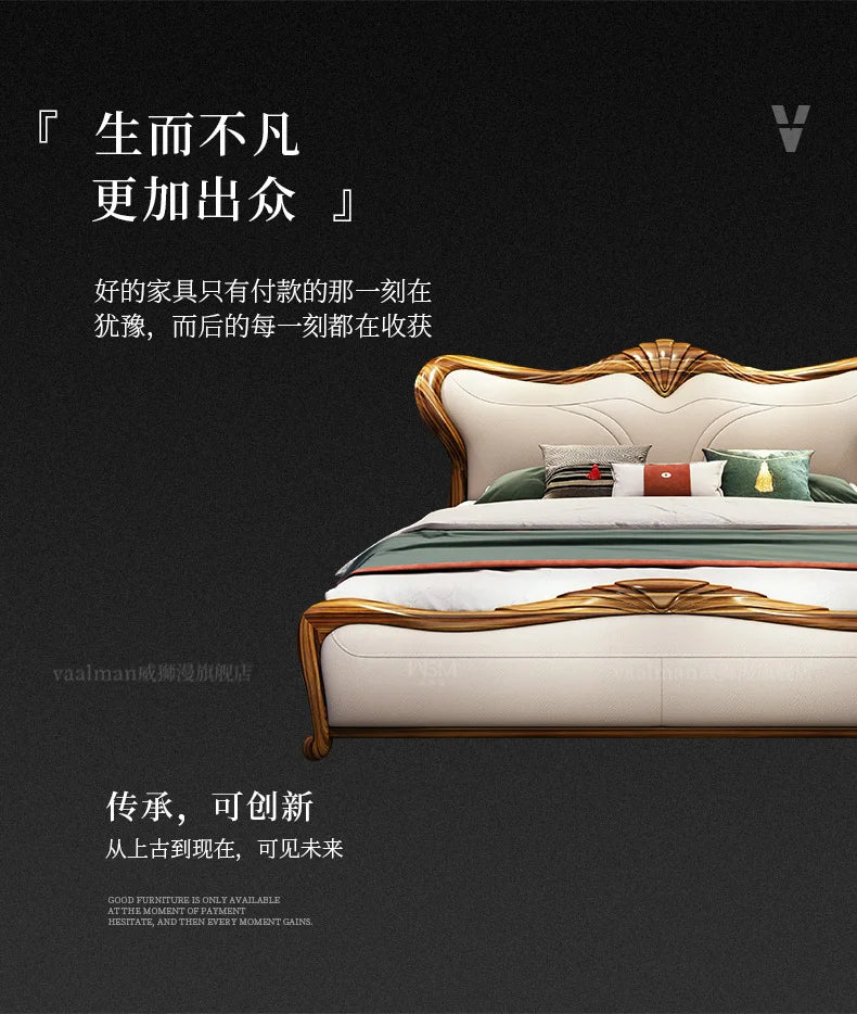 Royal Luxury Double Bed Frame Nordic Modern Whitr Designer King Size Bed Frame Girl Sleeping Cama Matrimonio Bedroom Furniture
