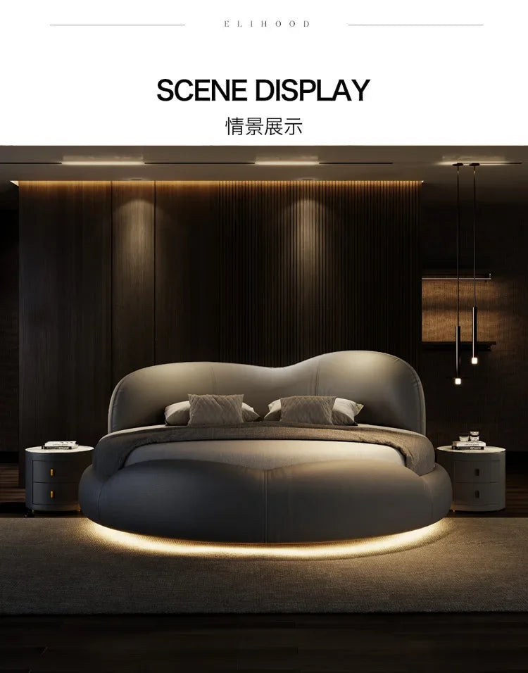 Princess Luxury Pretty Double Bed King Size Modern Italian Round Bed Loft Villa Camas De Dormitorio Bedroom Set Furniture