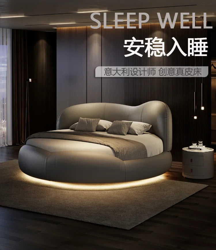 Princess Luxury Pretty Double Bed King Size Modern Italian Round Bed Loft Villa Camas De Dormitorio Bedroom Set Furniture