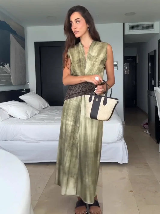 Sleeveless V-Neck Lady Long Party Dresses