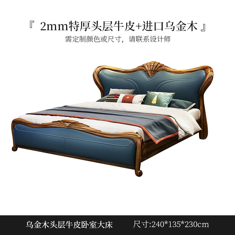 Royal Luxury Double Bed Frame Nordic Modern Whitr Designer King Size Bed Frame Girl Sleeping Cama Matrimonio Bedroom Furniture