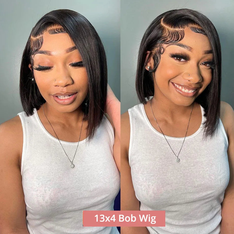 13x4 Glueless Lace Front Wig Human Hair Straight 13x6 HD Transparent Lace Frontal Wigs Short Bob Wig