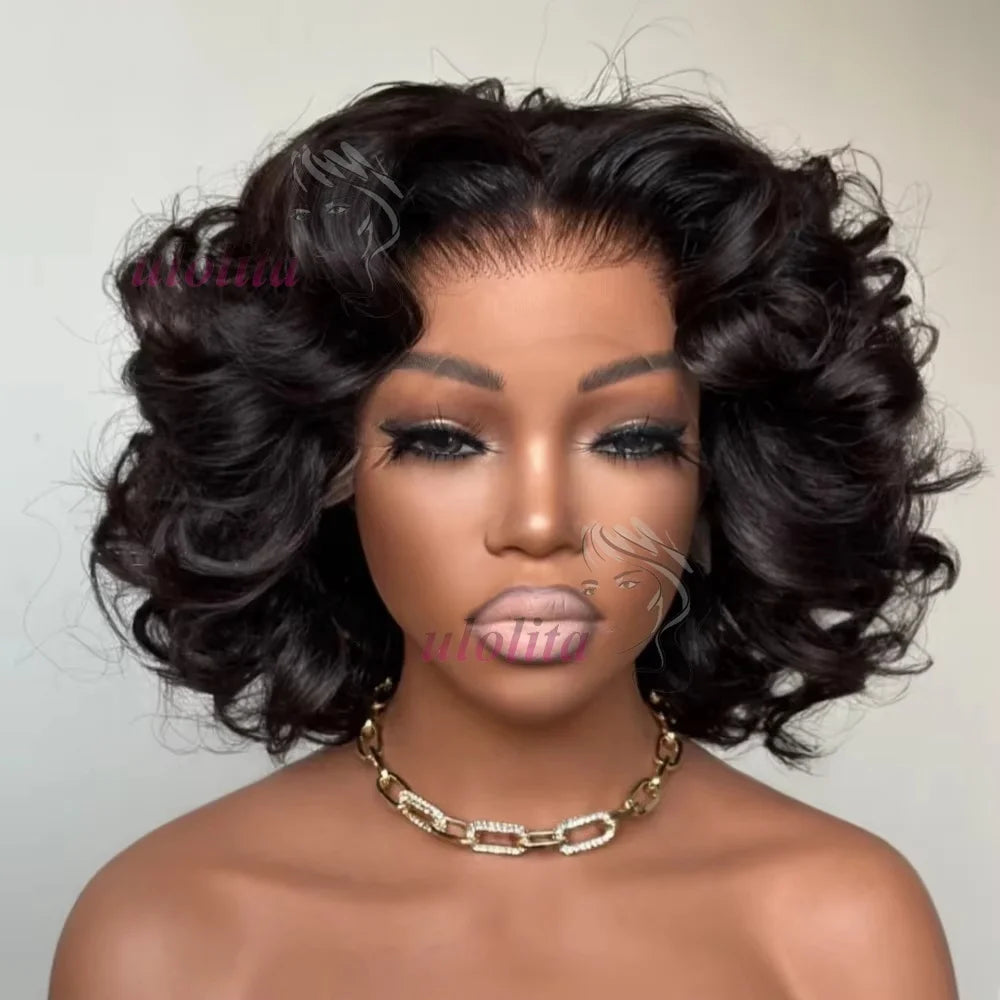 Loose Body Wave Chocolate Brown 4x4 HD Lace Frontal Bob Wigs Human Hair PrePlucked Brazilian #4 Colored Human Hair Wigs 300%