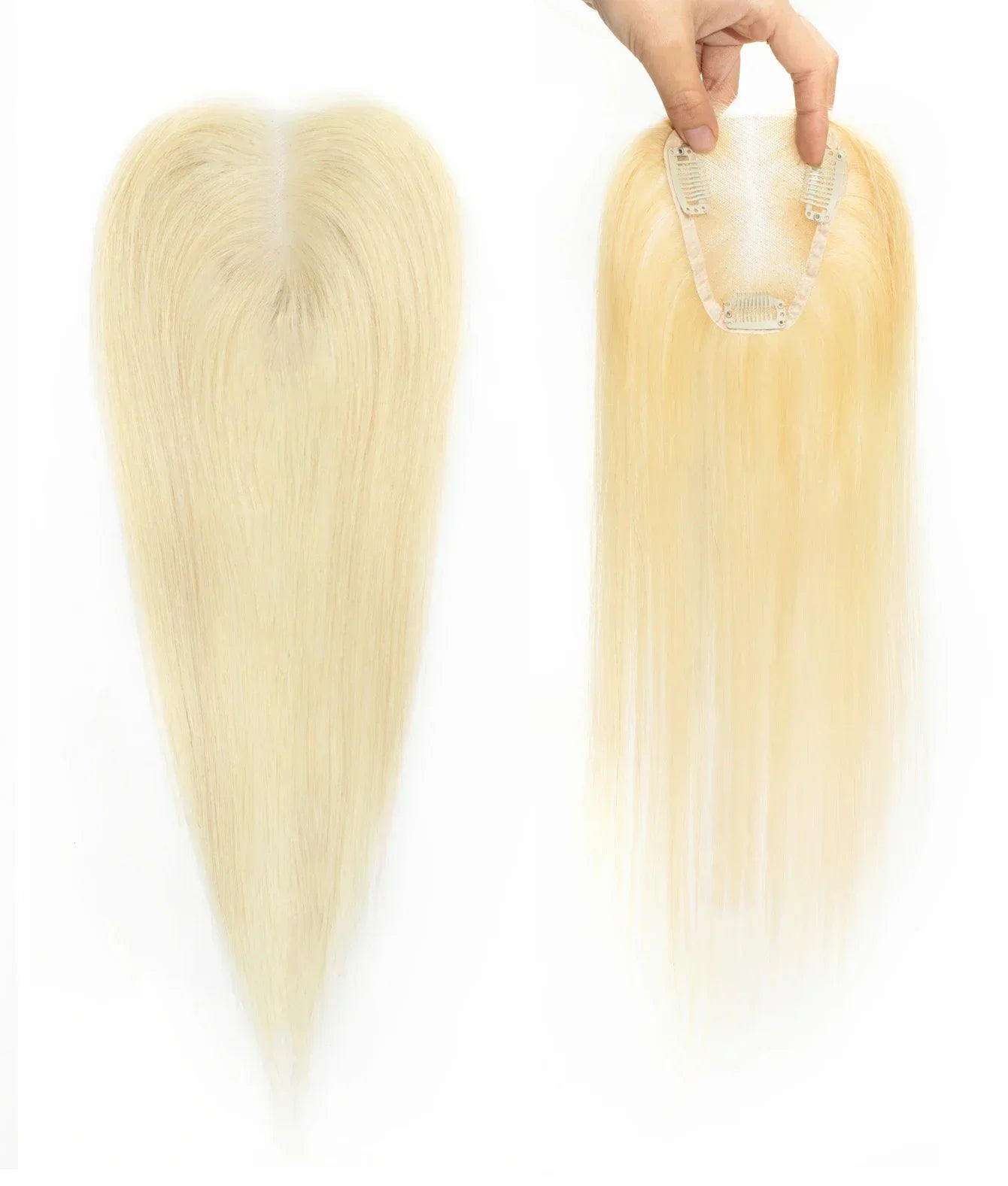 100% Human Hair Toppers Lace Base Clips In Hair with Bangs Straight 100% Remy Human Hair