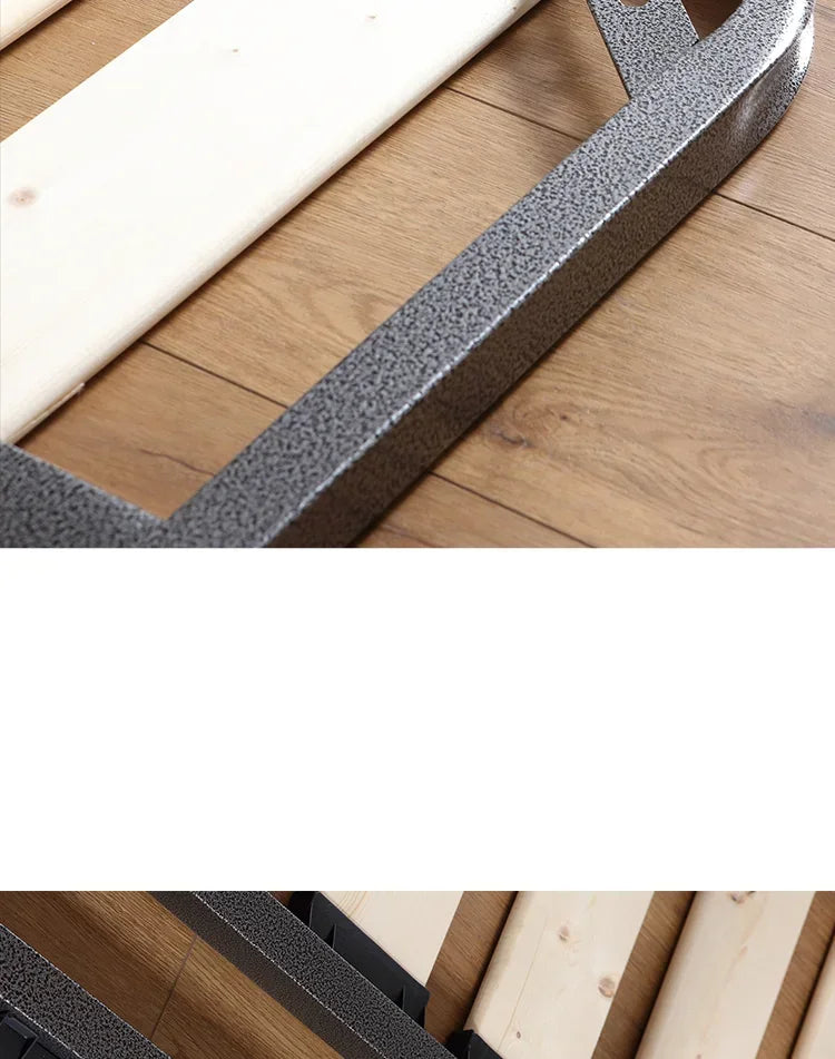 Indoor Simple Plank Platform Thick Tatami King Size Metal Double Bed Bases Frame Apartment Bedroom Furniture Black Bed Frame H