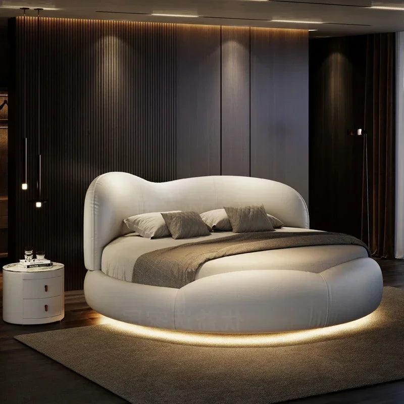 Princess Luxury Pretty Double Bed King Size Modern Italian Round Bed Loft Villa Camas De Dormitorio Bedroom Set Furniture