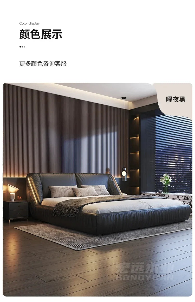 Student Leather Luxury Double Bed Modern Loft King Storage Bedroom Double Bed Queen Disabled Letto Matrimoniale Home Furniture