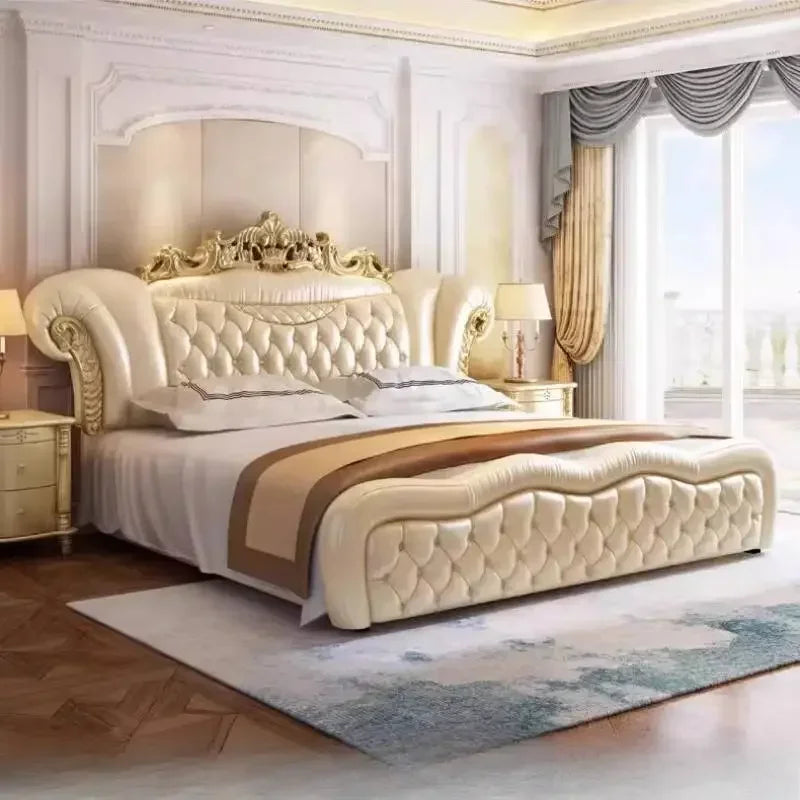 Creative King Size Frame Double Bed Luxury Unique Twin Room European Bed Modern Pedicure Muebles Para El Hogar Home Furniture