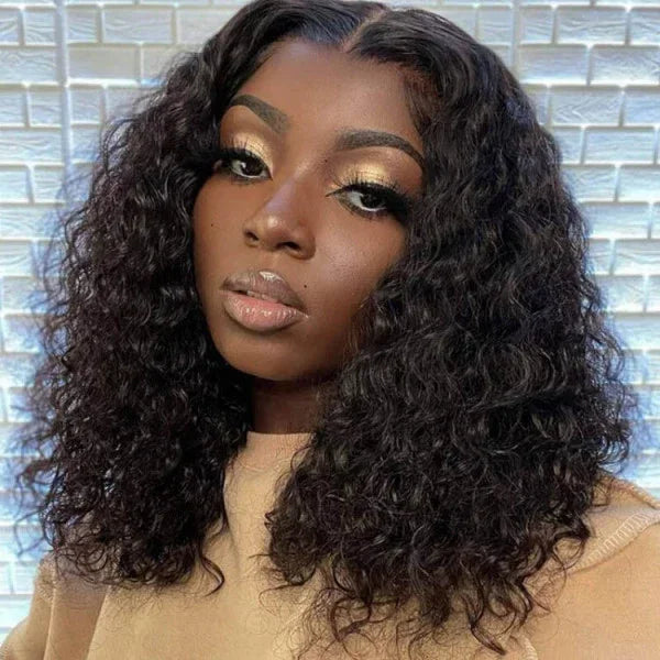 Curly Short Bob 13x4 HD Transparent Lace Front Wig 13x6 Deep Wave Bob Wigs 100% Human Hair