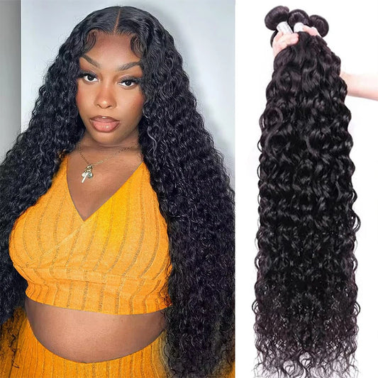 Water Wave Bundles Curly Human Hair Bundles Brazilian Weaving 26 28 30 32 Inch Natural Human Hair Remy Raw Virgin Hair 100 Human