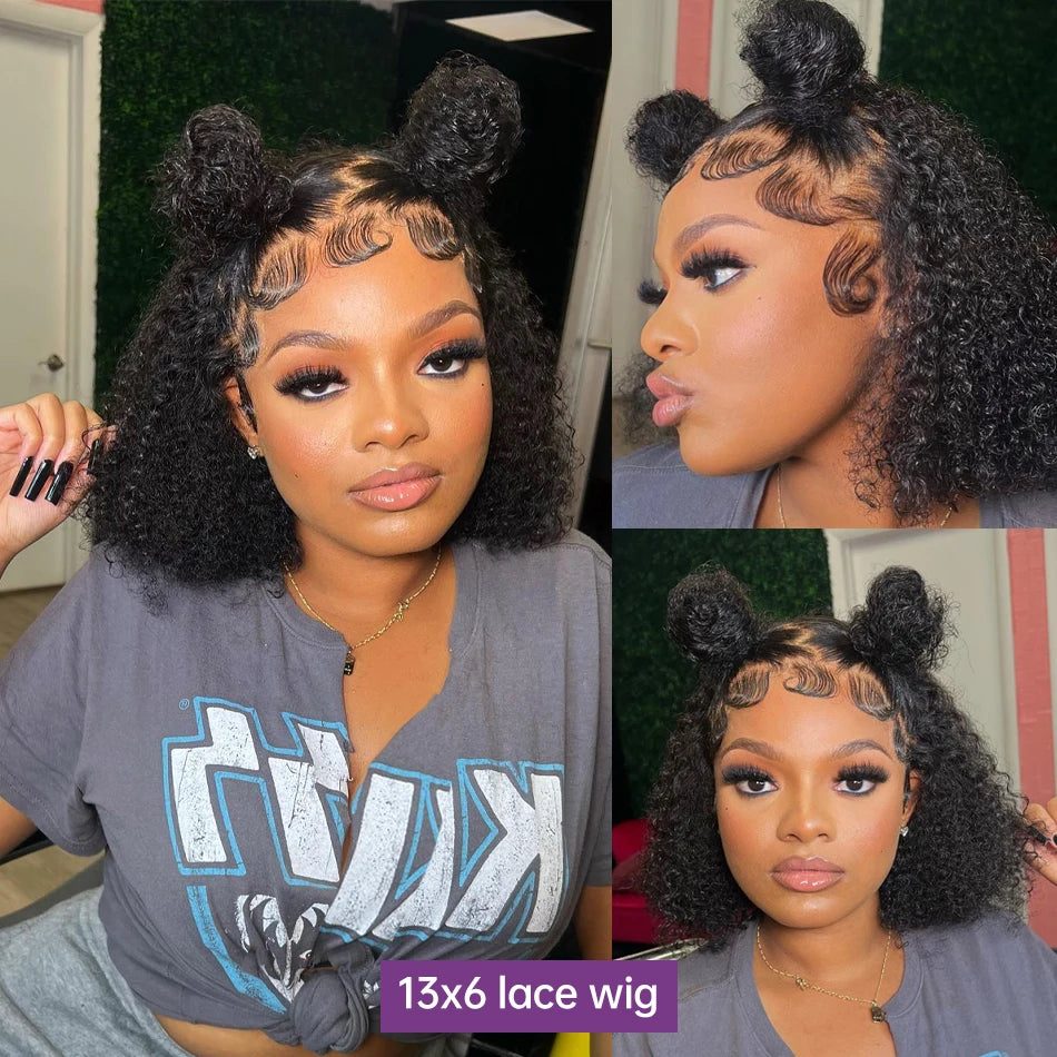Short Curly Bob Wigs 13x6 HD Lace Front Human Hair For Women Deep Wave 13x4 Frontal Brazilian Remy 5x5 Closure Wig
