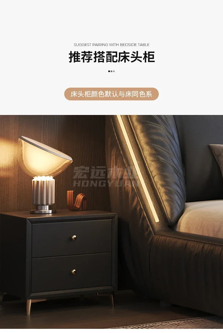 Student Leather Luxury Double Bed Modern Loft King Storage Bedroom Double Bed Queen Disabled Letto Matrimoniale Home Furniture