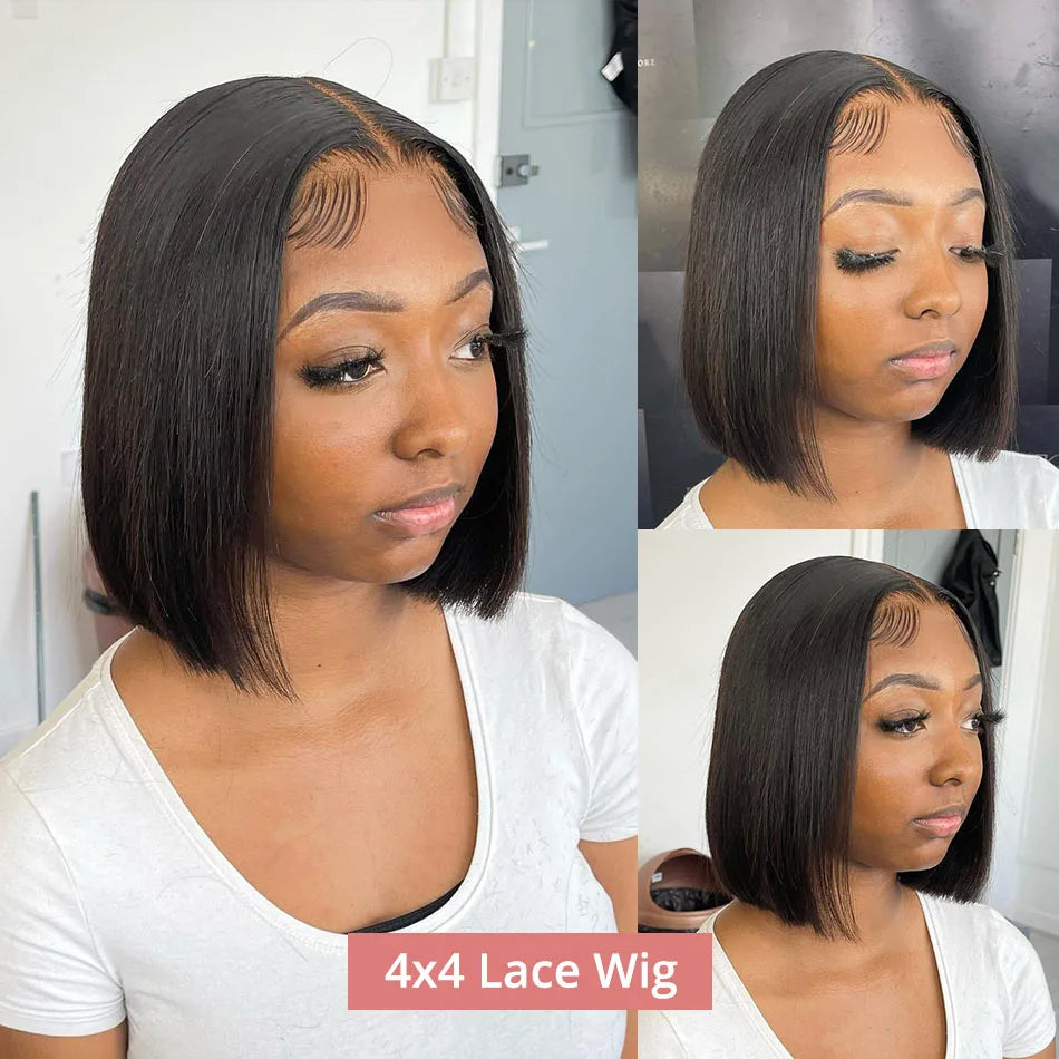 13x4 Glueless Lace Front Wig Human Hair Straight 13x6 HD Transparent Lace Frontal Wigs Short Bob Wig